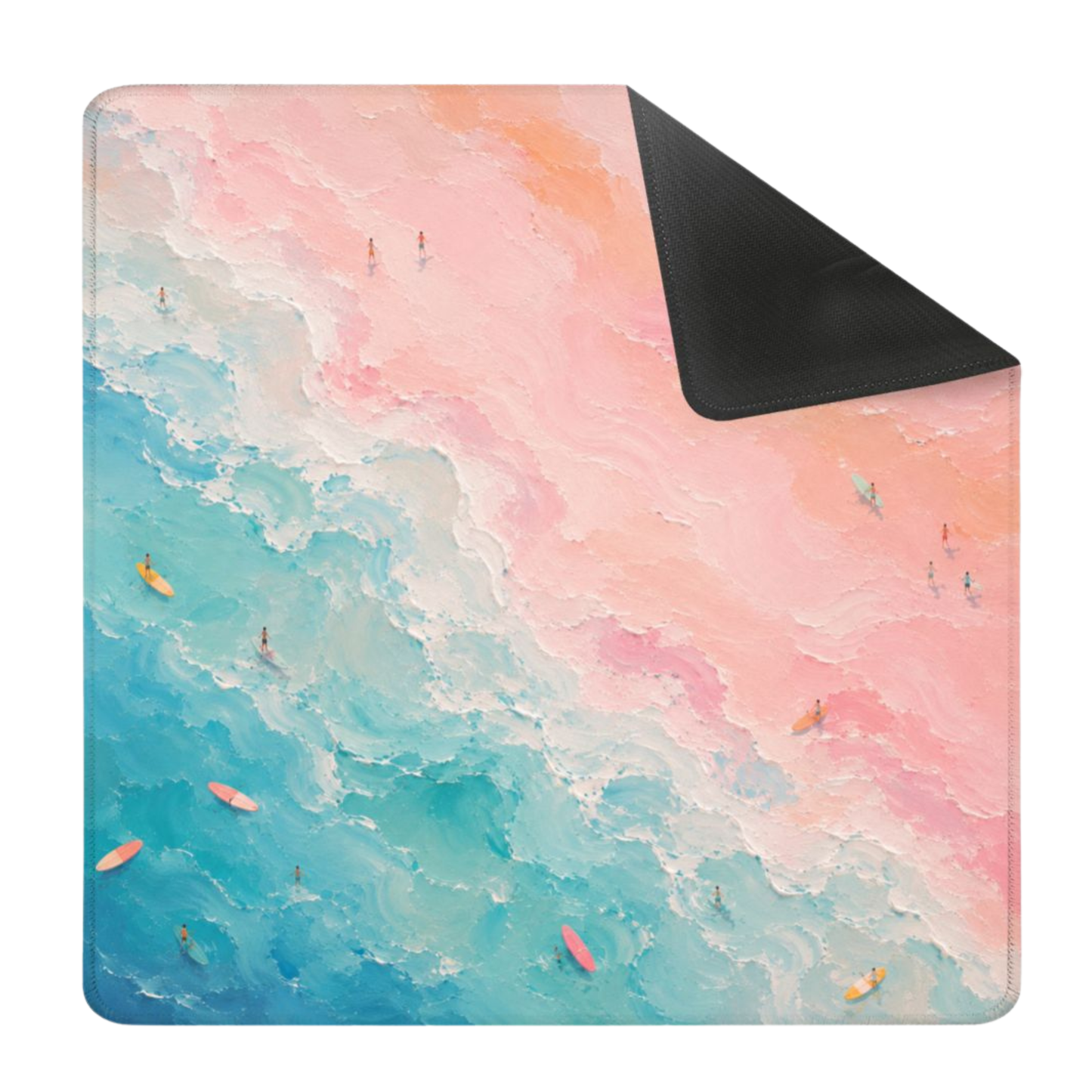 Mahjong Mat 31.5"x31.5" (Ship Rolled up) - Blue Coral Watercolor Square Mahjong Mat YOLO Mahjong