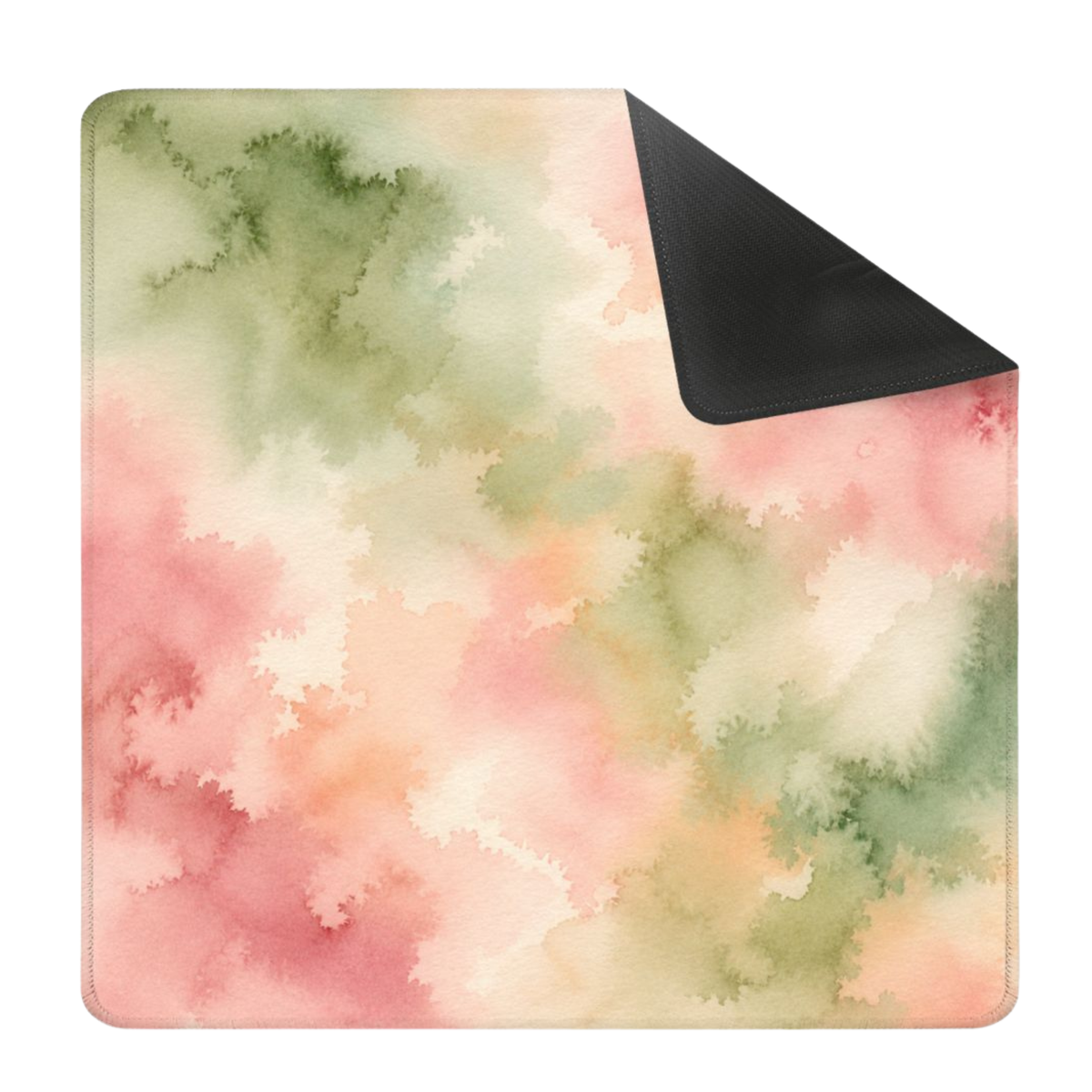 Mahjong Mat 31.5"x31.5" (Ship Rolled up) - Sage Pink Watercolor Square Mahjong Mat YOLO Mahjong