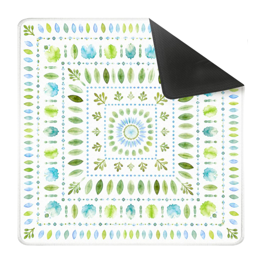 Mahjong Mat 31.5"x31.5" (Ship Rolled up) - Scandinavian Green Leaf Mahjong Mat YOLO Mahjong