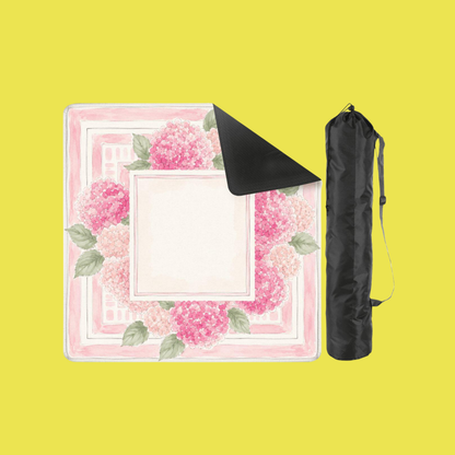 Mahjong Mat 31.5"x31.5" (Ship Rolled up) - Pink Hydrangea Mahjong Mat with Garden Floral Design YOLO Mahjong