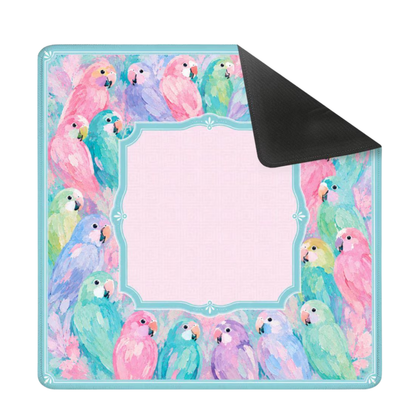 Mahjong Mat 31.5"x31.5" (Ship Rolled up) - Pastel Parrot Square Mahjong Mat YOLO Mahjong