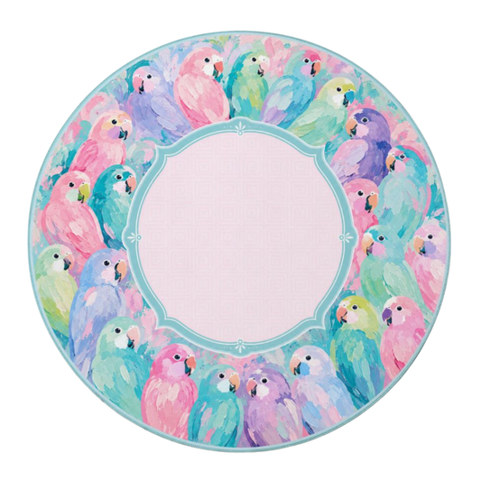Round Mahjong Mat - Pastel Parrot Round Mahjong Table Mat YOLO Mahjong