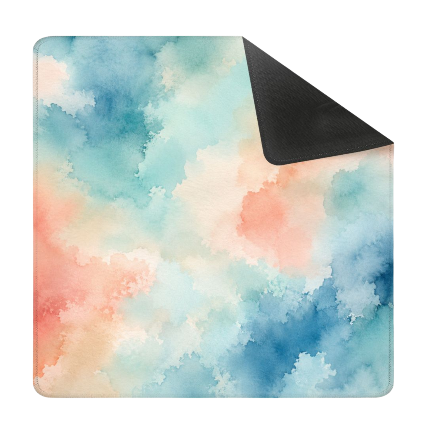 Mahjong Mat 31.5"x31.5" (Ship Rolled up) - Blue Coral Watercolor Square Mahjong Mat YOLO Mahjong