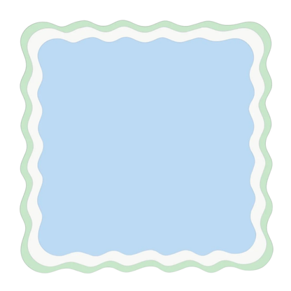 Mahjong Mat 31.5"x31.5" (Ship Rolled up) - Scalloped Shape Blue and Green Mahjong Mat YOLO Mahjong