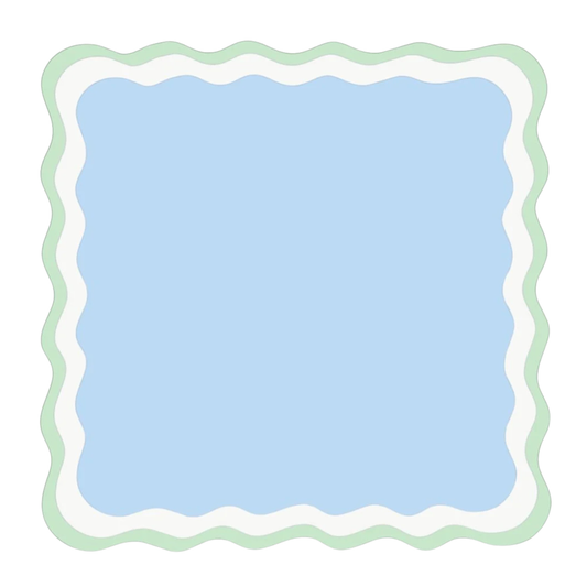 Mahjong Mat 31.5"x31.5" (Ship Rolled up) - Scalloped Shape Blue and Green Mahjong Mat YOLO Mahjong