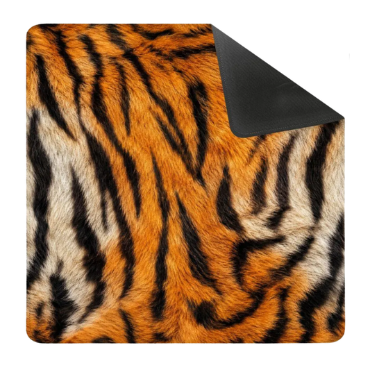 Mahjong Mat  - Tiger Print Mahjong Mat | Bold Animal Game Table Mat, 31.5 Inch Square YOLO Mahjong
