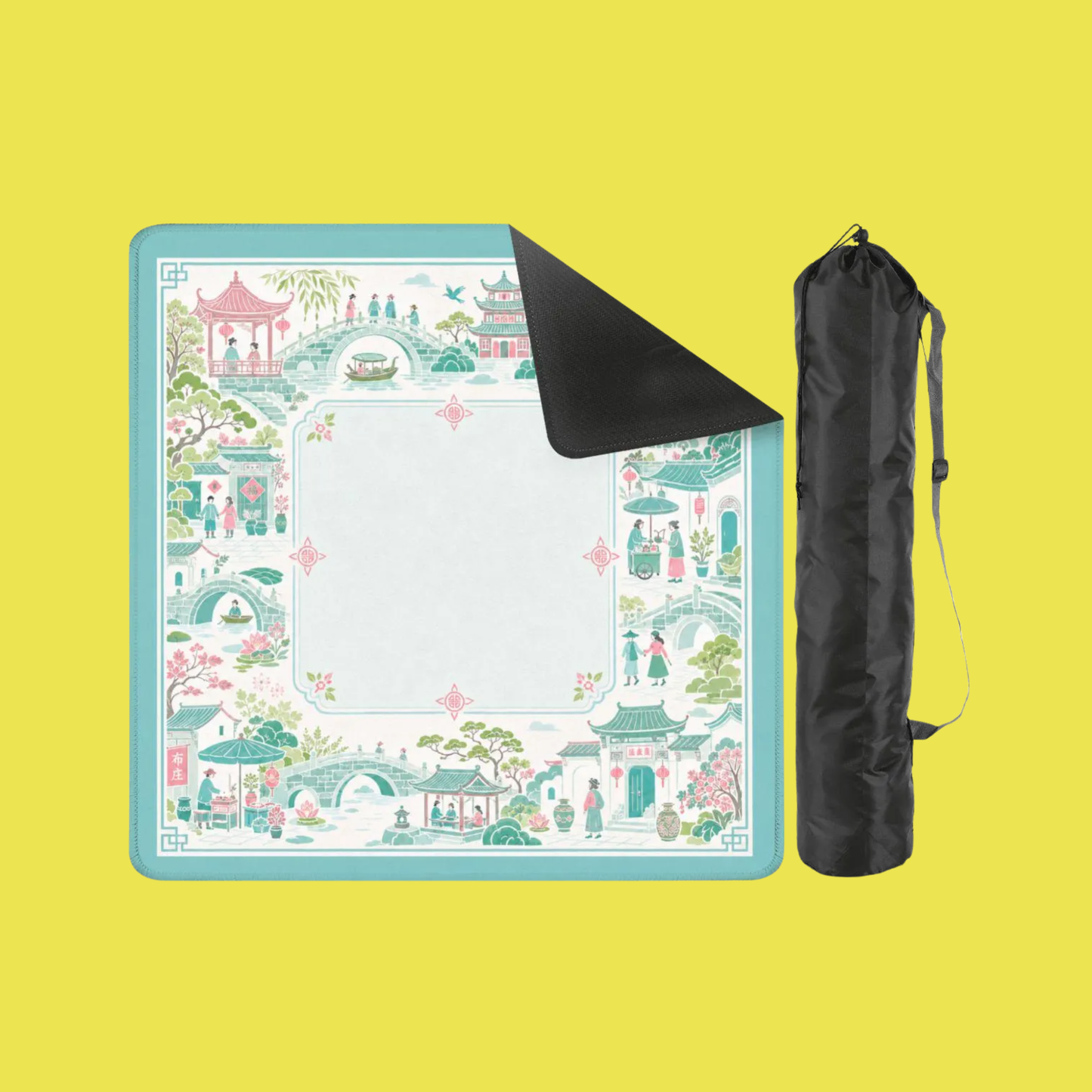 Mahjong Mat 31.5"x31.5" (Ship Rolled up) - Pastel Chinese Garden Mahjong Mat YOLO Mahjong