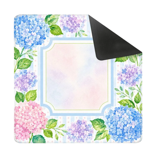 Mahjong Mat 31.5"x31.5" (Ship Rolled up) - Pastel Hydrangea Mahjong Mat with Watercolor Floral Design YOLO Mahjong