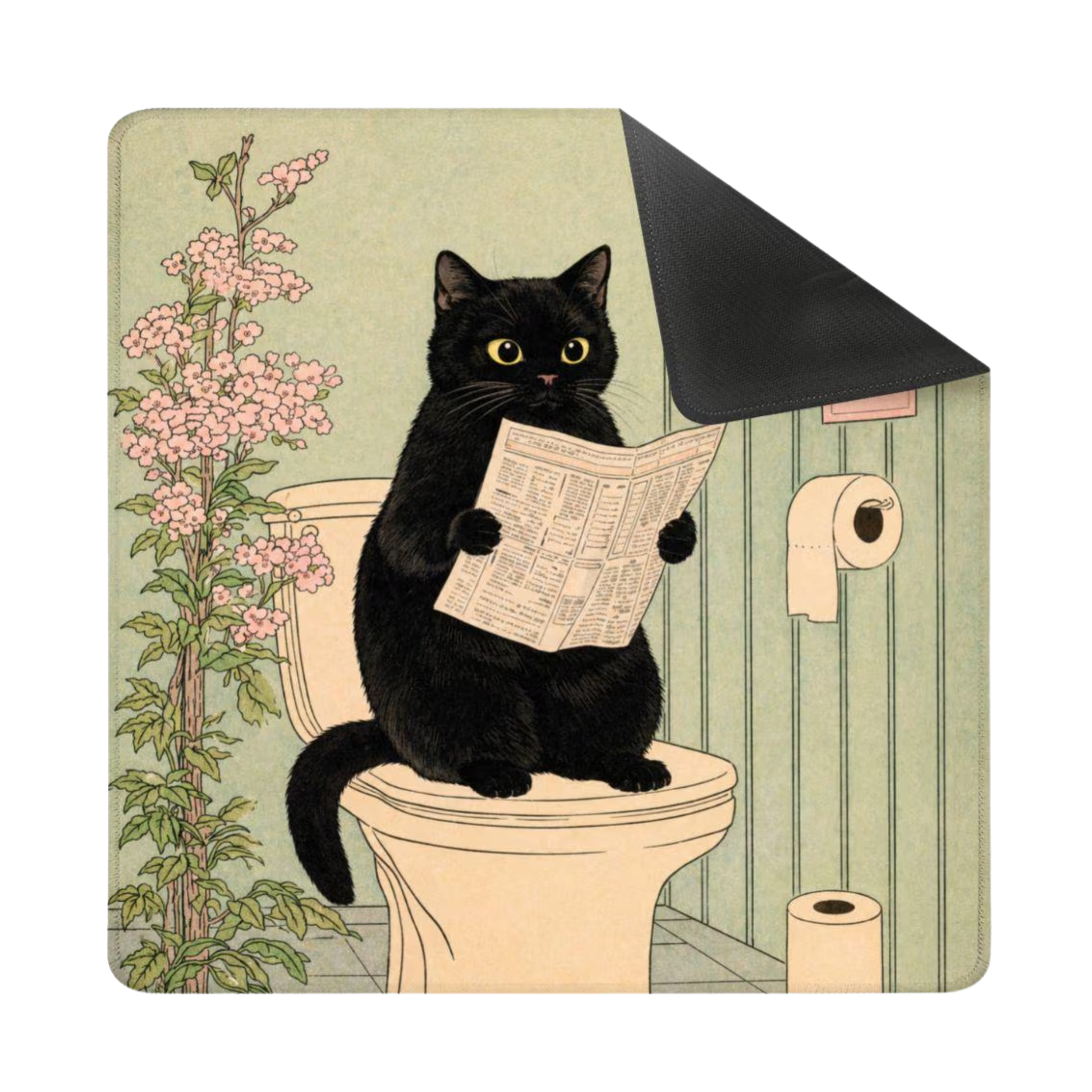 Mahjong Mat - Vintage Black Cat Mahjong Mat | Funny Cat Game Night Tablecloth (31.5 Inch) YOLO Mahjong