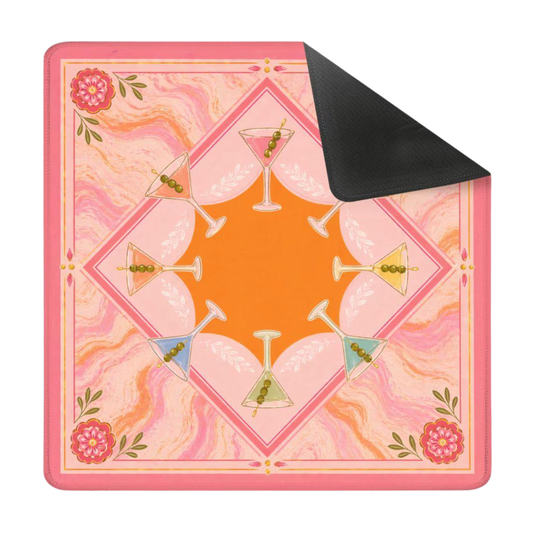 Mahjong Mat - Martini Mahjong Mat Pink Orange YOLO Mahjong