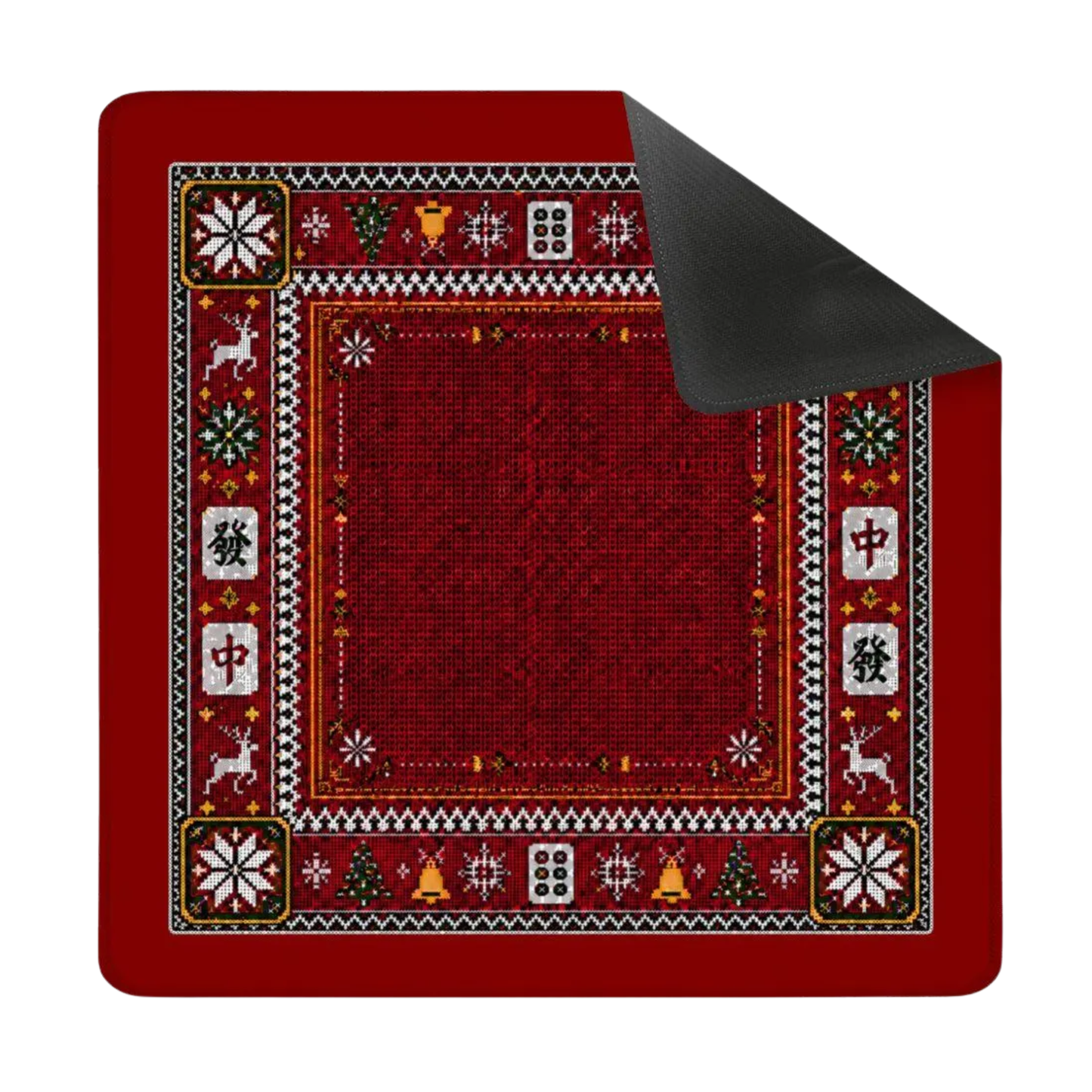 Red Christmas Mahjong Mat 31.5"x31.5" (Ship Rolled up) YOLO Mahjong