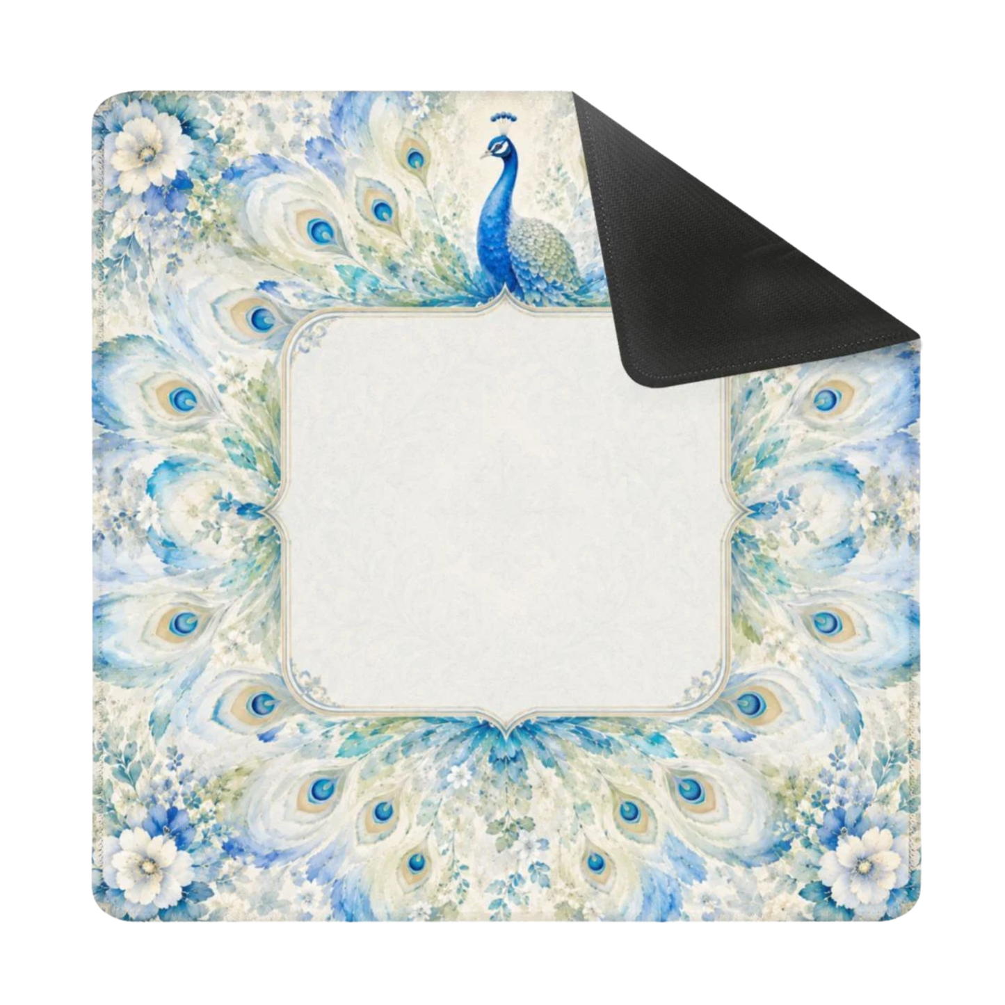 Colorful Watercolor Peacock Mahjong Mat 31.5"x31.5" (Ship Rolled up) YOLO Mahjong