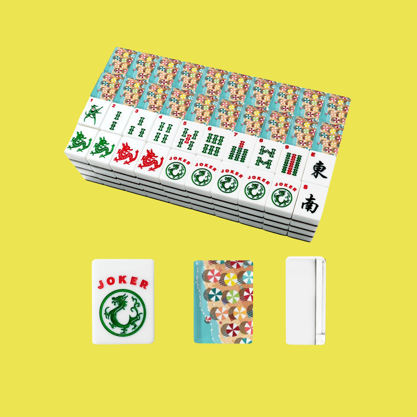 American Mahjong Tiles - Beach Umbrella Mahjong Tiles Coastal Summer Mahjong Set YOLO Mahjong