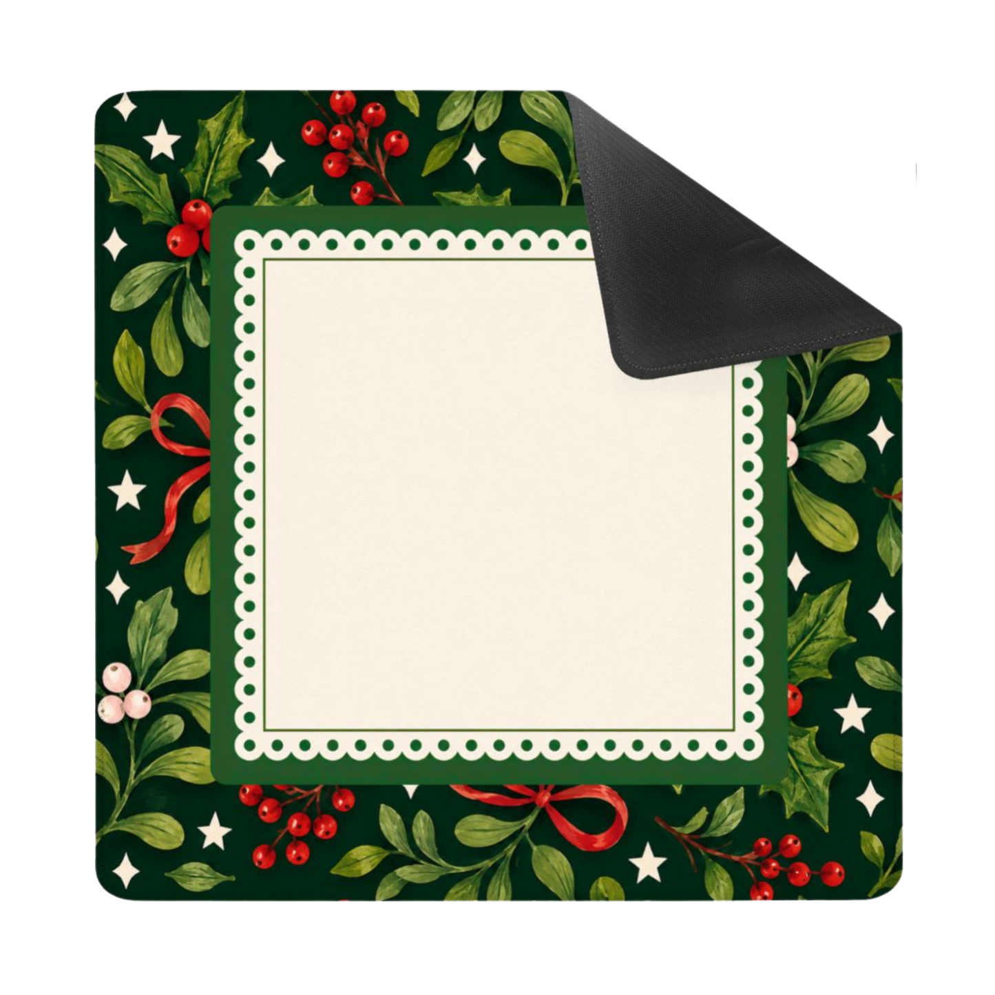 Christmas Botanical Bow Mahjong Mat (Ship Rolled up) YOLO Mahjong
