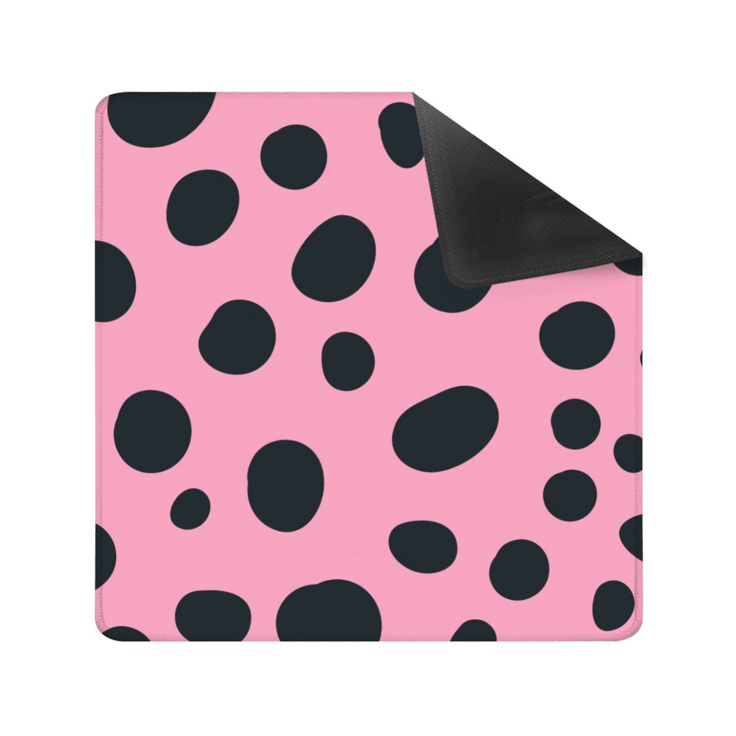 Pink Black Polka Dot Square Mahjong Mat (Ship Rolled Up) YOLO Mahjong