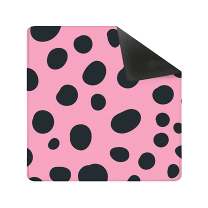 Pink Black Polka Dot Square Mahjong Mat (Ship Rolled Up) YOLO Mahjong