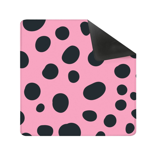 Pink Black Polka Dot Square Mahjong Mat (Ship Rolled Up) YOLO Mahjong