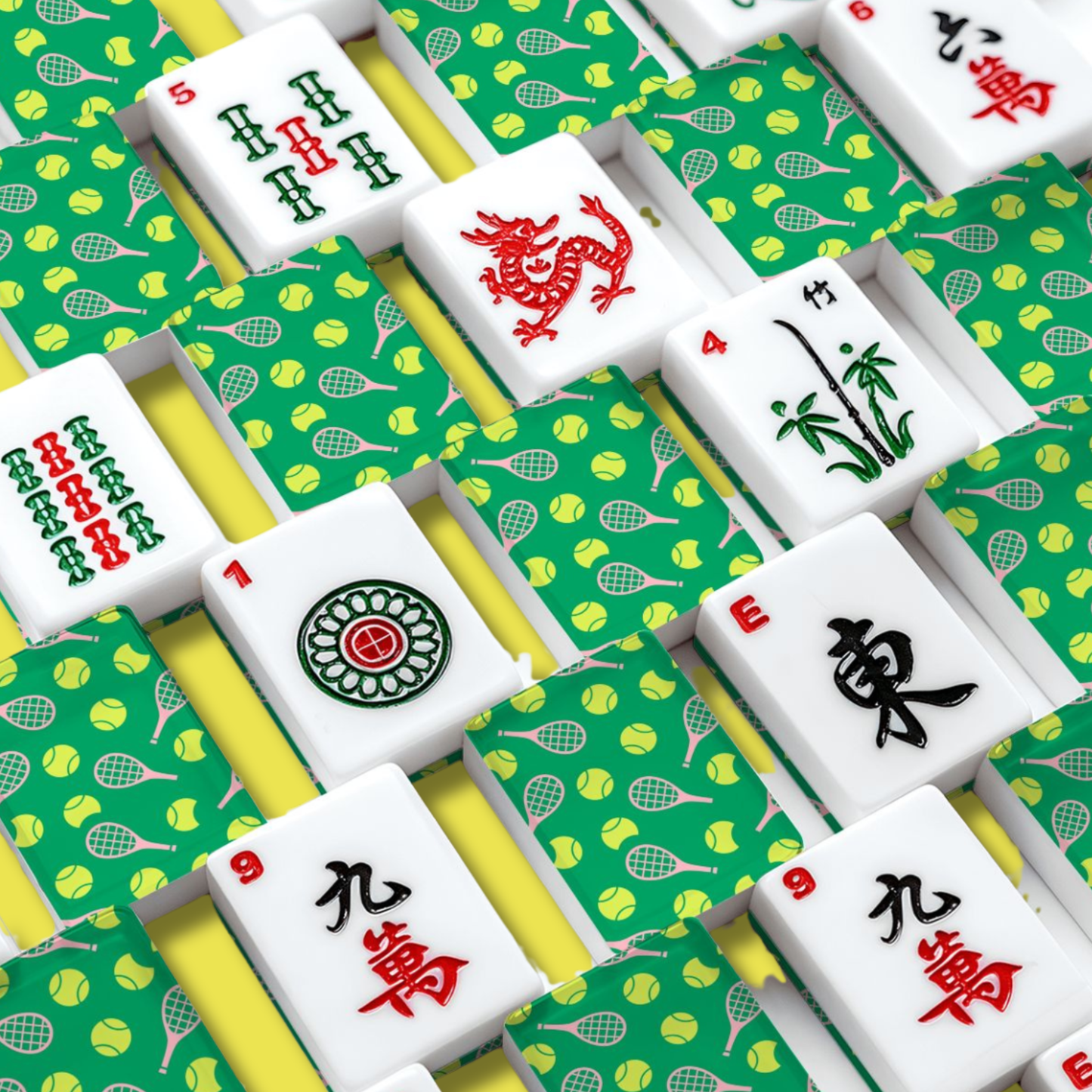 American Mahjong Tiles - Green Tennis Mahjong Tiles Pickleball Sports Mahjong Set YOLO Mahjong