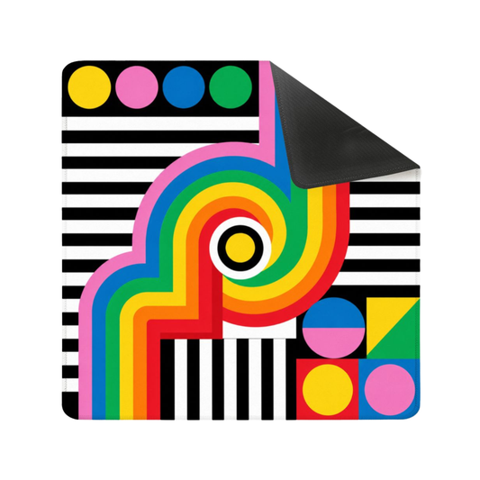 Rainbow Retro Pop Art Square Mahjong Mat (Ship Rolled Up) YOLO Mahjong