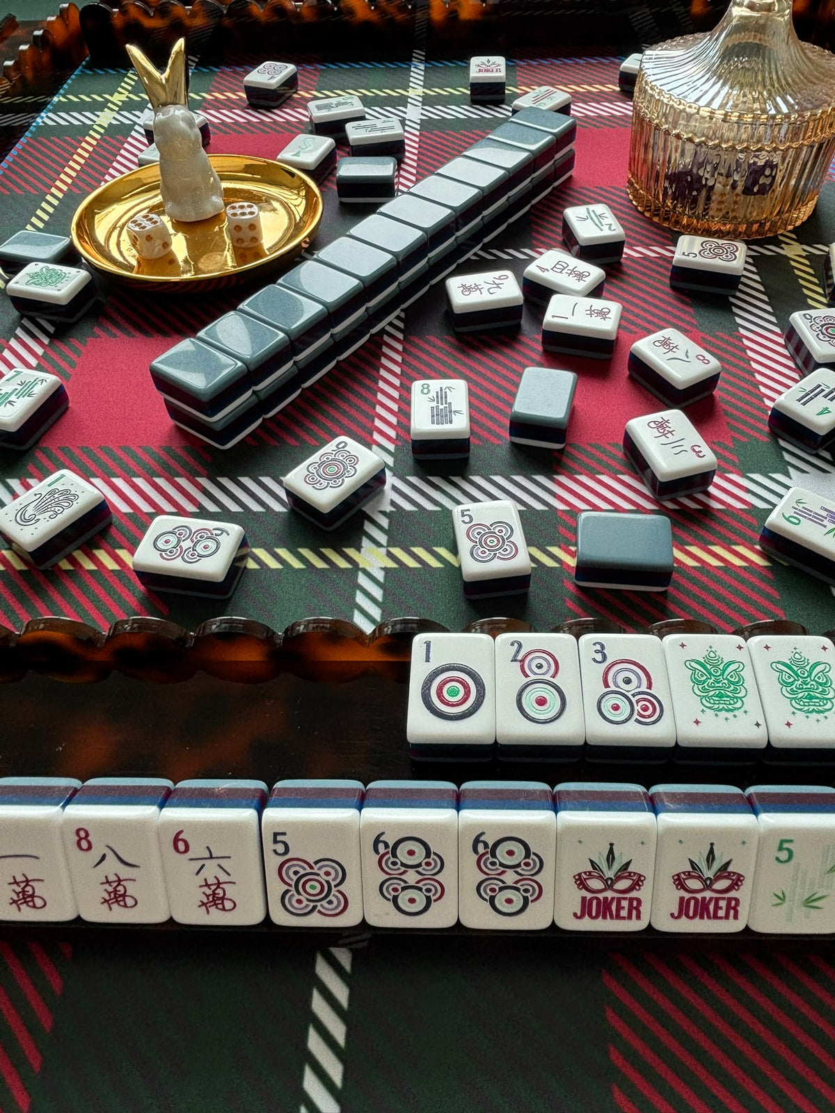PRE-ORDER  Neoprene Heritage Christmas Tartan Mahjong Mat (Ship Rolled up) YOLO Mahjong