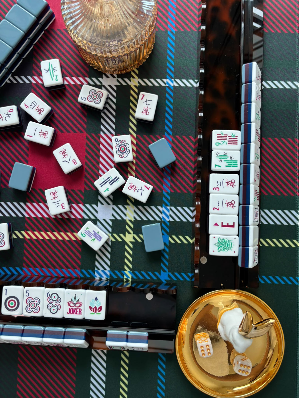 PRE-ORDER  Neoprene Heritage Christmas Tartan Mahjong Mat (Ship Rolled up) YOLO Mahjong