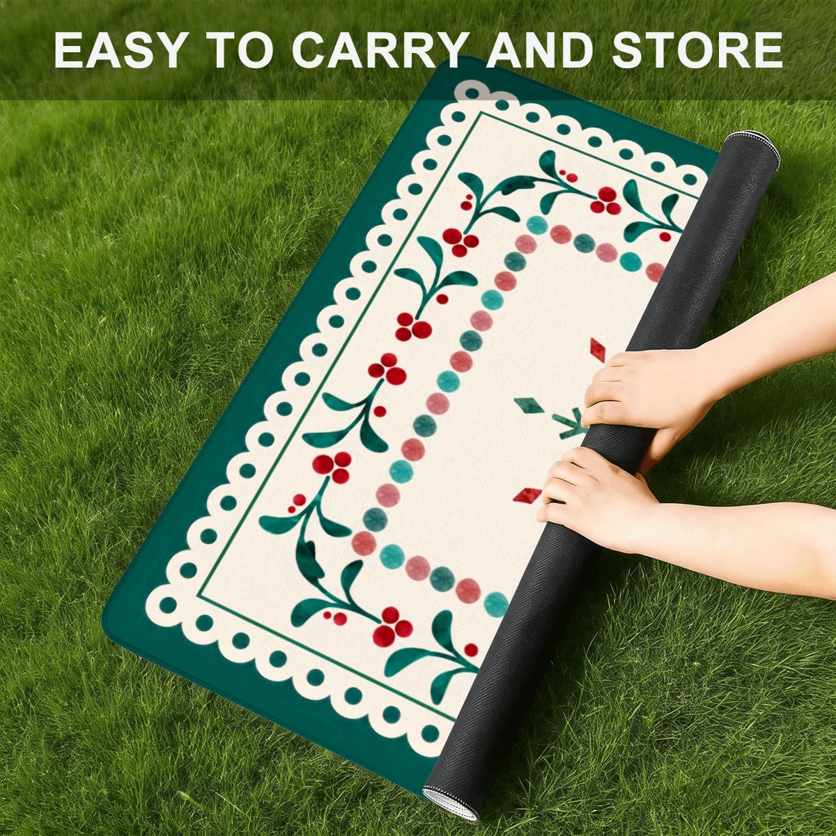 Christmas Holly Mahjong Mat (Ship Rolled up) YOLO Mahjong