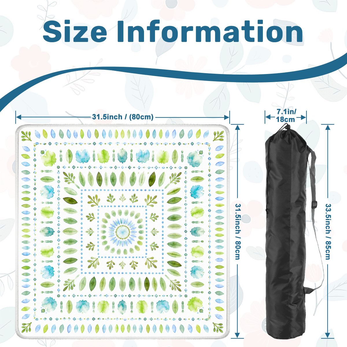 Mahjong Mat 31.5"x31.5" (Ship Rolled up) - Scandinavian Green Leaf Mahjong Mat YOLO Mahjong