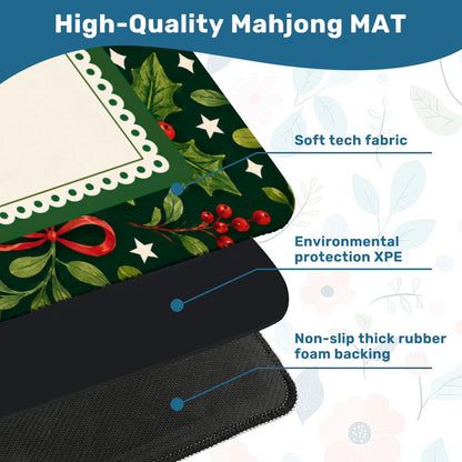 Christmas Botanical Bow Mahjong Mat (Ship Rolled up) YOLO Mahjong