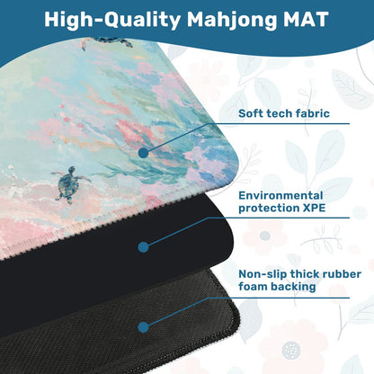 Mahjong Mat 31.5"x31.5" (Ship Rolled up) - Serene pastel turtles in the sea YOLO Mahjong