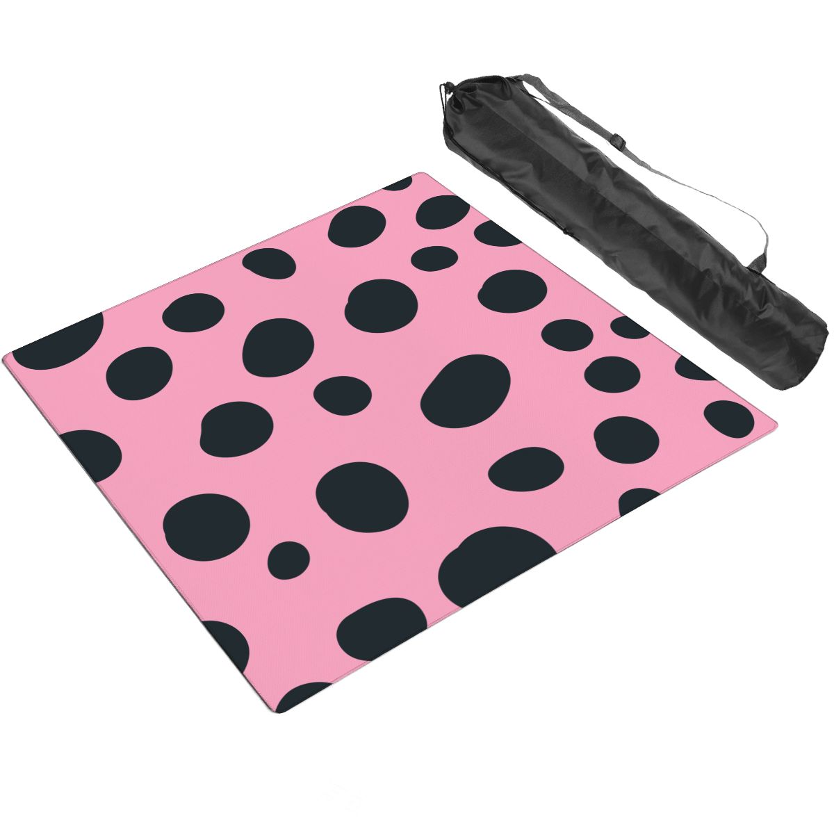 Pink Black Polka Dot Square Mahjong Mat (Ship Rolled Up) YOLO Mahjong