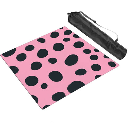 Pink Black Polka Dot Square Mahjong Mat (Ship Rolled Up) YOLO Mahjong