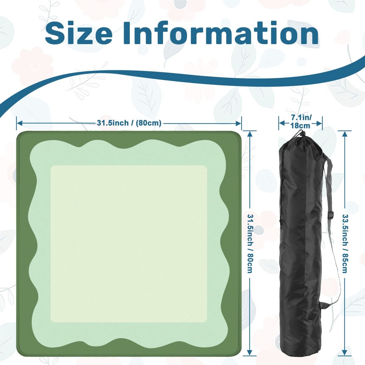 Minimalist Sage Wave Mahjong Mat 31.5"x31.5" (Ship Rolled up) YOLO Mahjong