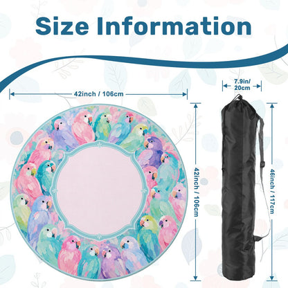 Round Mahjong Mat - Pastel Parrot Round Mahjong Table Mat YOLO Mahjong