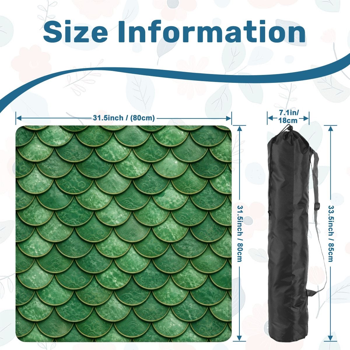 Mahjong Mat - Green Dragon Scales Print, 31.5" Square Non-Slip Table Mat YOLO Mahjong