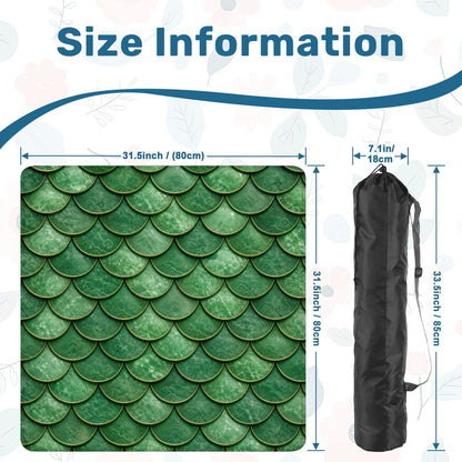 Mahjong Mat - Green Dragon Scales Print, 31.5" Square Non-Slip Table Mat YOLO Mahjong