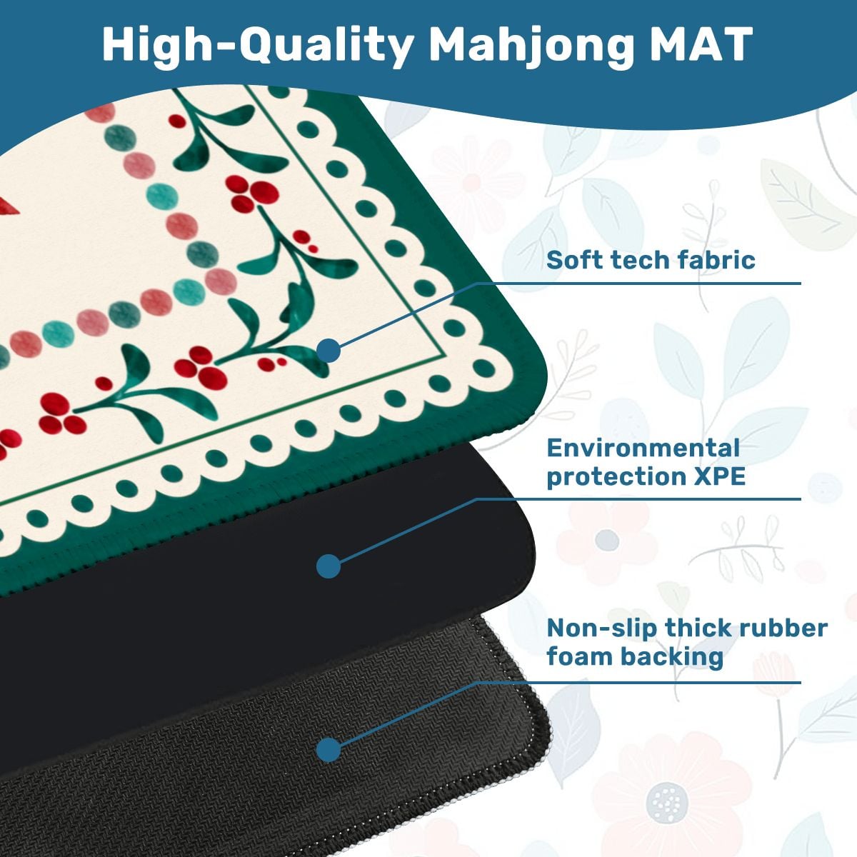 Christmas Holly Mahjong Mat (Ship Rolled up) YOLO Mahjong