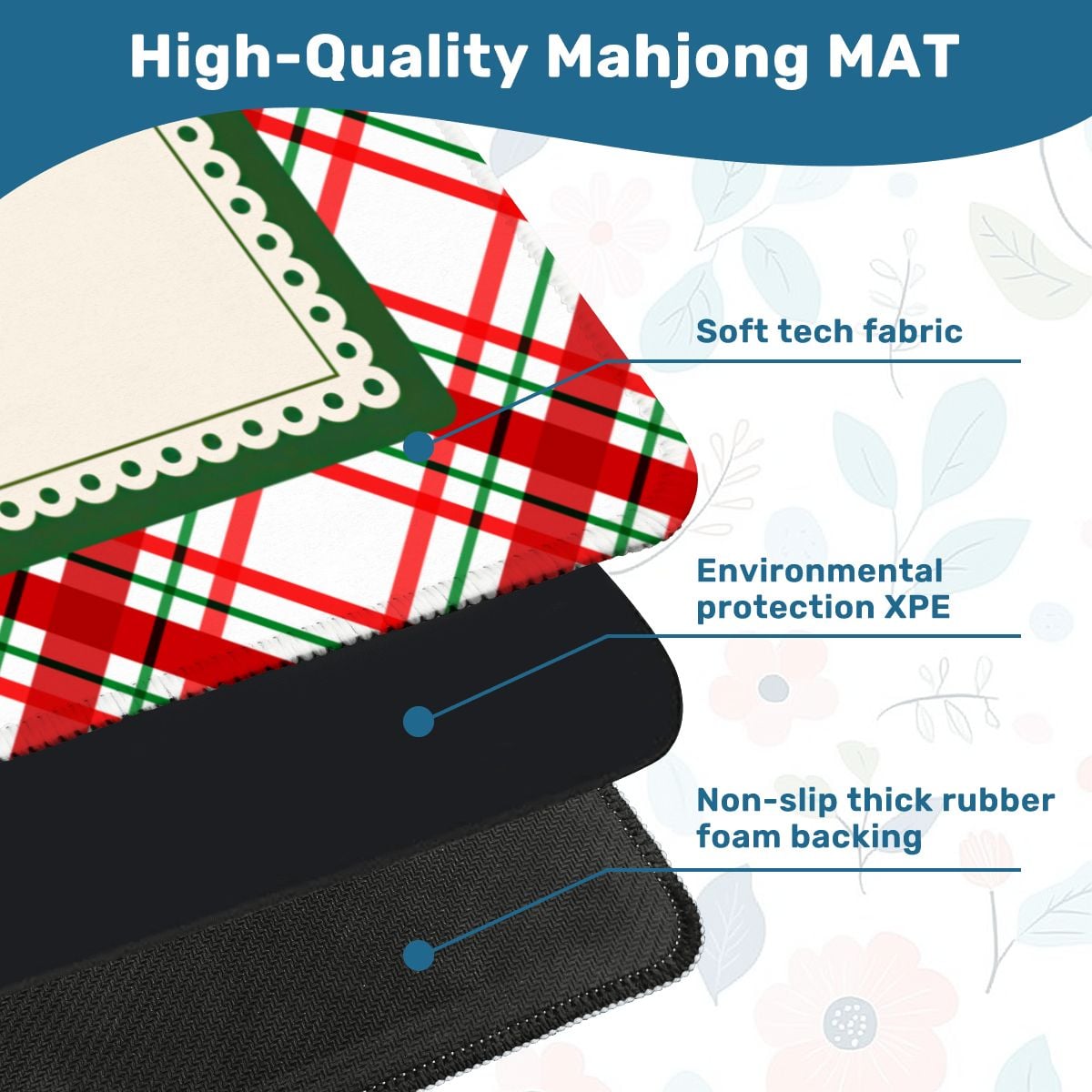 Classic Christmas Plaid Mahjong Mat (Ship Rolled up) YOLO Mahjong