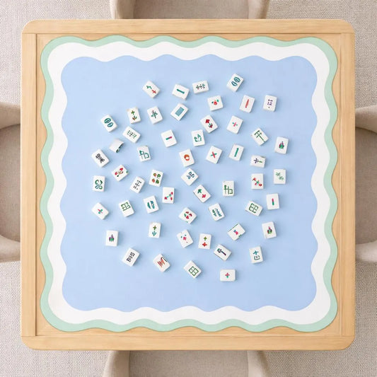 Mahjong Mat 31.5"x31.5" (Ship Rolled up) - Scalloped Shape Blue and Green Mahjong Mat YOLO Mahjong