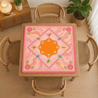 Mahjong Mat - Martini Mahjong Mat Pink Orange YOLO Mahjong