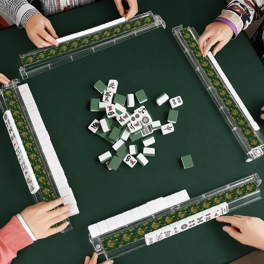 4 Artistic Mahjong Tile Pusher Racks - Dark Green Mahjong Rack: Acrylic Tile Pusher YOLO Mahjong