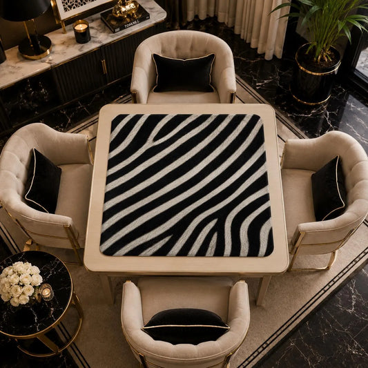 Mahjong Mat - Zebra Print Mahjong Mat | Luxury Animal Print Game Table Decor (31.5x31.5 Inch) YOLO Mahjong