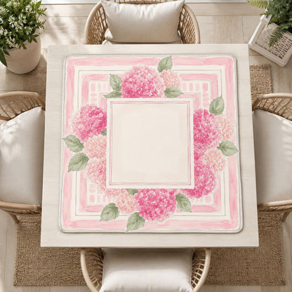 Mahjong Mat 31.5"x31.5" (Ship Rolled up) - Pink Hydrangea Mahjong Mat with Garden Floral Design YOLO Mahjong